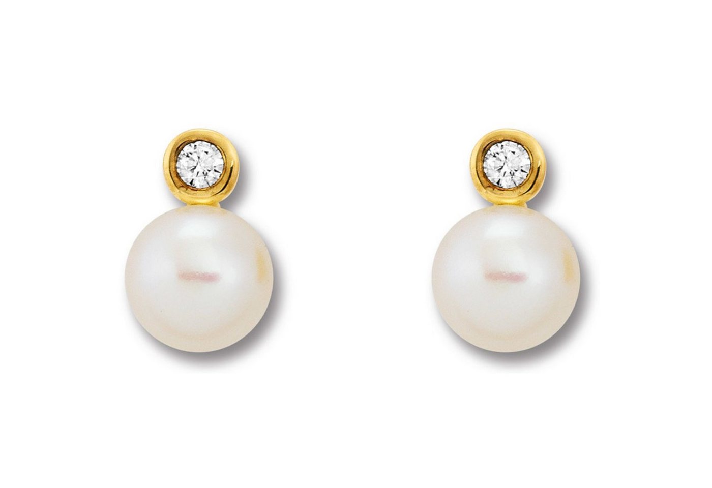 ONE ELEMENT Paar Ohrhänger Zirkonia Ohrringe Ohrstecker aus 333 Gelbgold, Symbolische Note – harmonisch gestaltet mit Liebe zum Detail von ONE ELEMENT