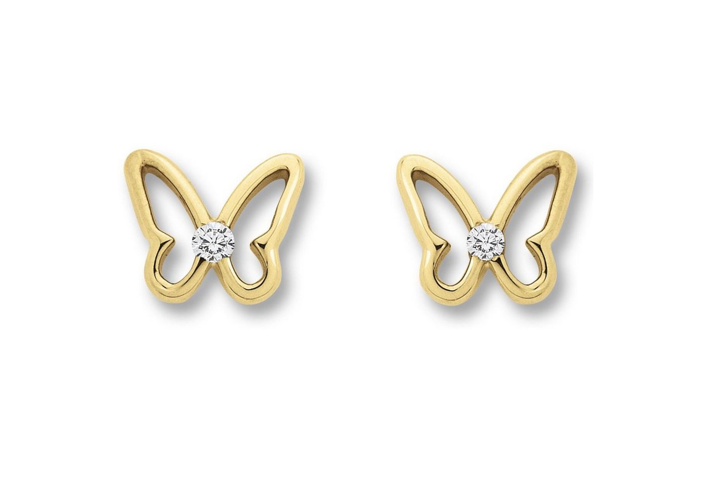 ONE ELEMENT Paar Ohrhänger Zirkonia Schmetterling Ohrringe Ohrstecker aus 333 Gelbgold, Damen Gold Schmuck Schmetterling von ONE ELEMENT