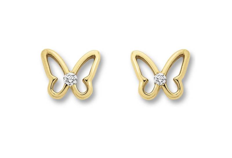 ONE ELEMENT Paar Ohrhänger Zirkonia Schmetterling Ohrringe Ohrstecker aus 333 Gelbgold, Damen Gold Schmuck Schmetterling von ONE ELEMENT