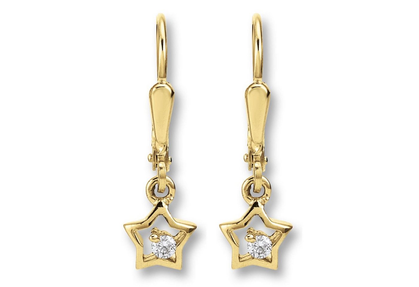 ONE ELEMENT Paar Ohrhänger Zirkonia Stern Ohrringe Ohrhänger aus 333 Gelbgold, Damen Gold Schmuck Stern von ONE ELEMENT