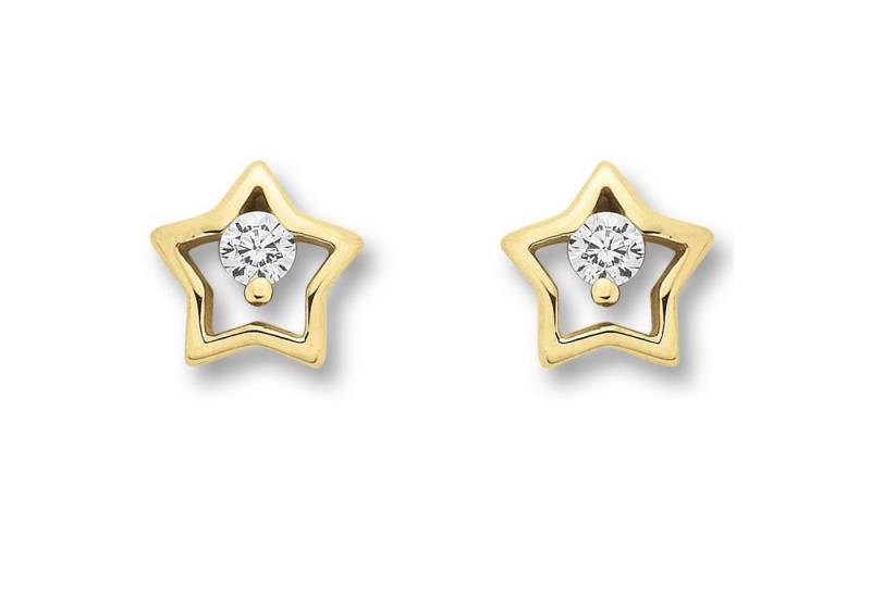 ONE ELEMENT Paar Ohrhänger Zirkonia Stern Ohrringe Ohrstecker aus 333 Gelbgold, Damen Gold Schmuck Stern von ONE ELEMENT