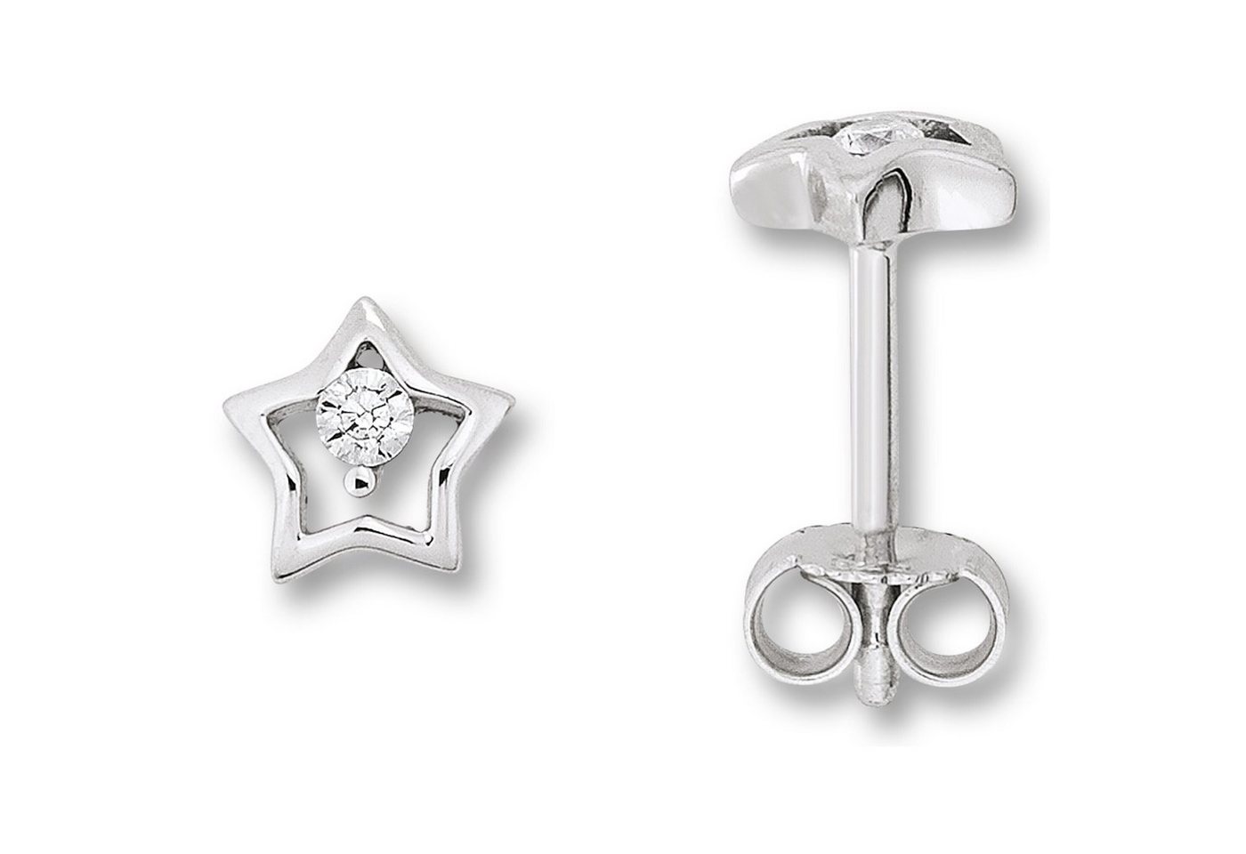 ONE ELEMENT Paar Ohrhänger Zirkonia Stern Ohrringe Ohrstecker aus 925 Silber, Damen Silber Schmuck Stern von ONE ELEMENT