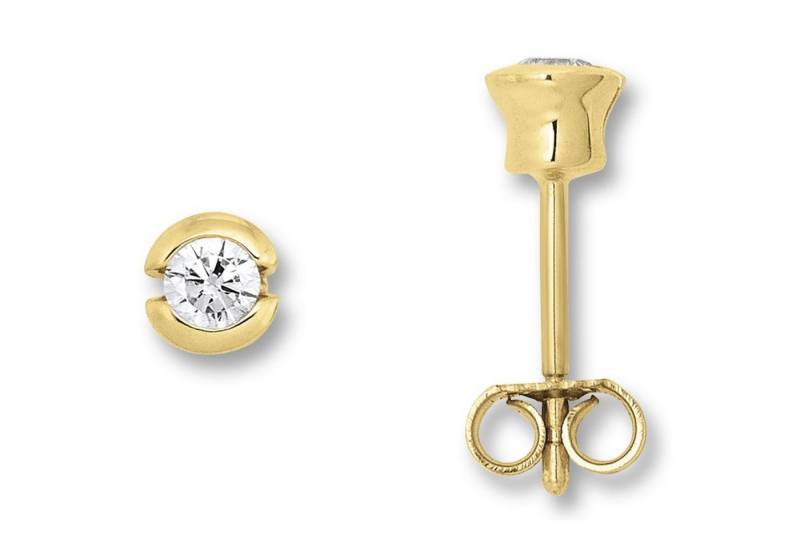 ONE ELEMENT Paar Ohrhänger Zirkonia Zarge Ohrringe Ohrstecker aus 333 Gelbgold, Sanfte Linie – unaufdringlich und geschmackvoll von ONE ELEMENT