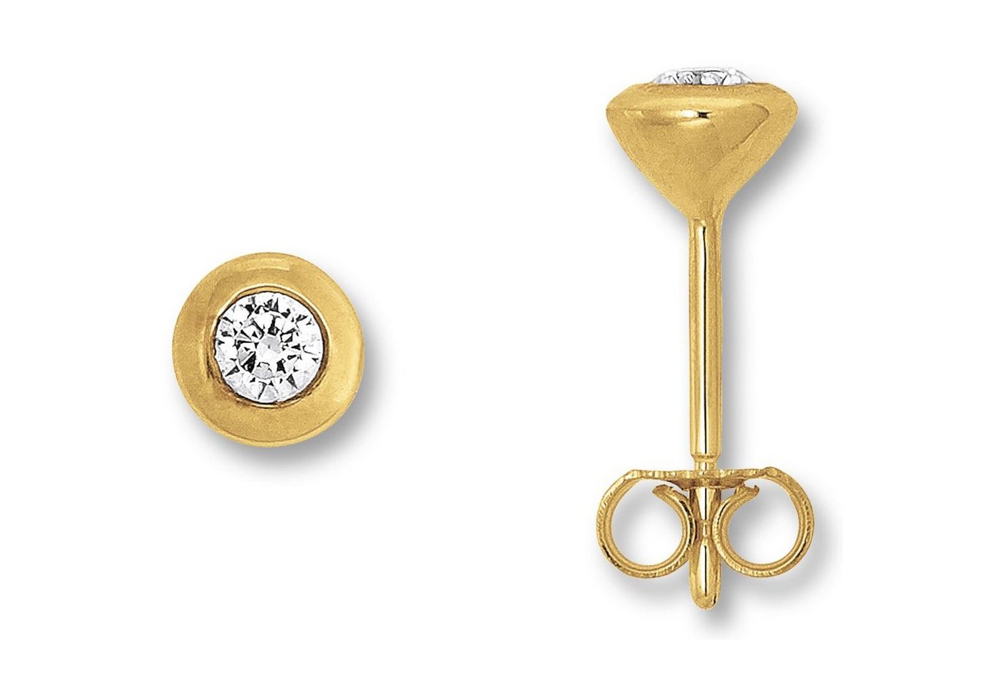 ONE ELEMENT Paar Ohrhänger Zirkonia Zarge Ohrringe Ohrstecker aus 333 Gelbgold, Zeitlos elegant – mit Liebe zum Detail gefertigt von ONE ELEMENT