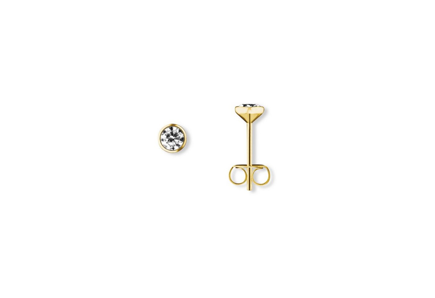 ONE ELEMENT Paar Ohrstecker Zirkonia Zarge Ohrringe Ohrstecker aus 333 Gelbgold, Damen Gold Schmuck Zarge von ONE ELEMENT