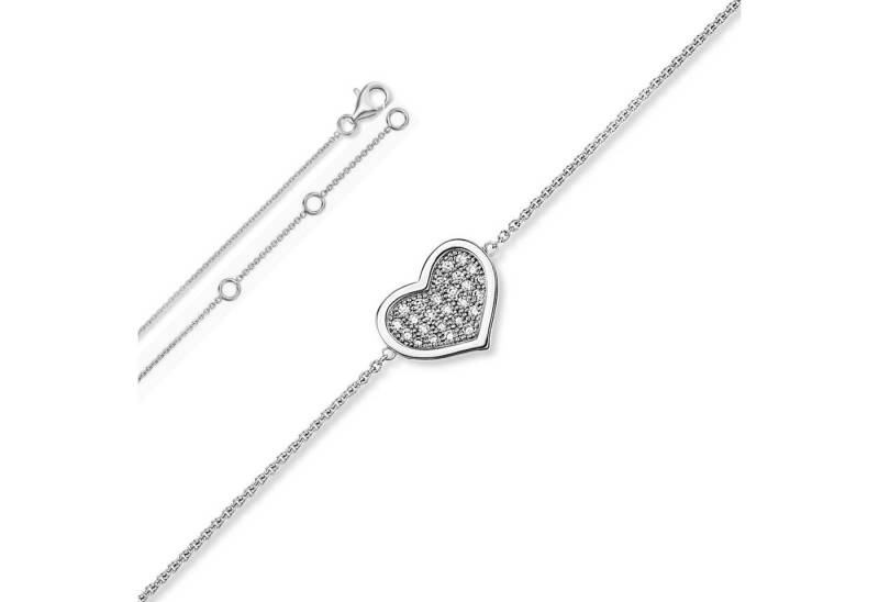 ONE ELEMENT Silberarmband Zirkonia Herz Armband aus 925 Silber 18 cm, Damen Silber Schmuck Herz von ONE ELEMENT
