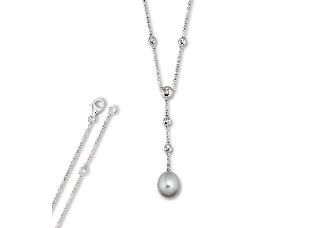 ONE ELEMENT Silberkette Zirkonia Anker Halskette aus 925 Silber 45 cm, Kleines Statement – persönlich, stilvoll, alltagstauglich von ONE ELEMENT