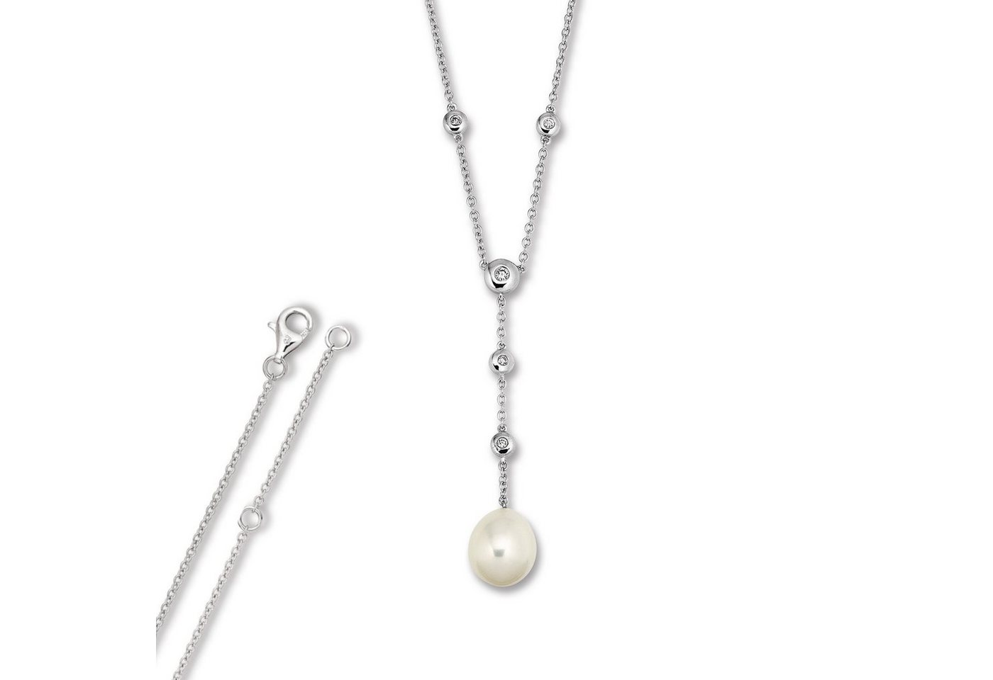 ONE ELEMENT Silberkette Zirkonia Anker Halskette aus 925 Silber 45 cm, Kleines Statement – persönlich, stilvoll, alltagstauglich von ONE ELEMENT