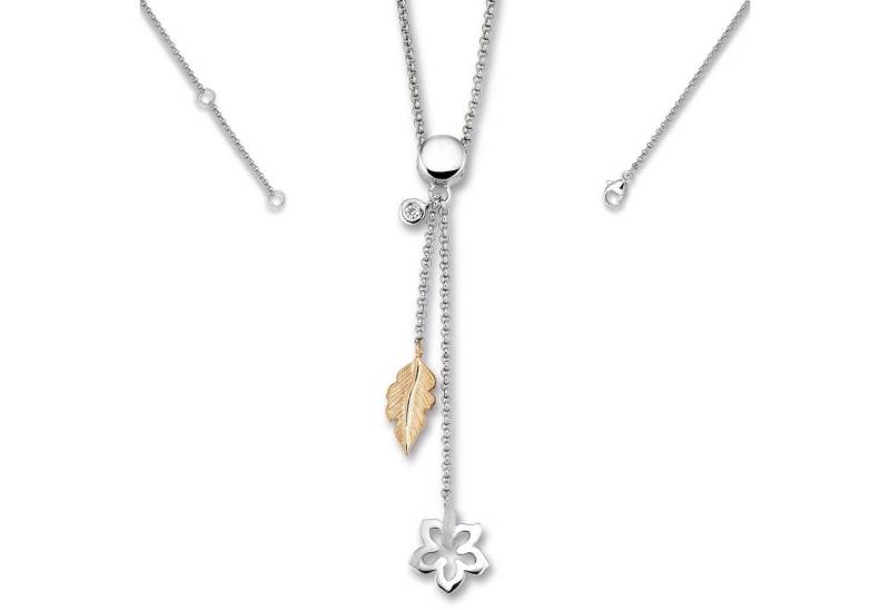 ONE ELEMENT Silberkette Zirkonia Feder & Blume Halskette aus 925 Silber 45 cm, Ihr persönliches Symbol – liebevoll gearbeitet für jeden Tag von ONE ELEMENT