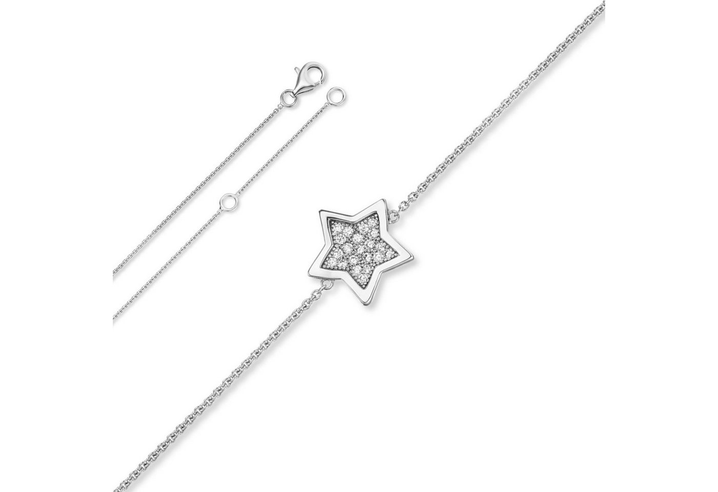 ONE ELEMENT Silberkette Zirkonia Stern Halskette aus 925 Silber 45 cm, Symbolische Note – harmonisch gestaltet mit Liebe zum Detail von ONE ELEMENT