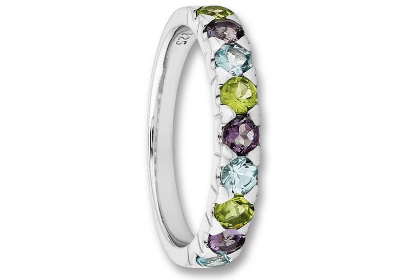 ONE ELEMENT Silberring Amethyst & Peridot & Blau Topas Ring aus 925 Silber, Damen Silber Schmuck von ONE ELEMENT