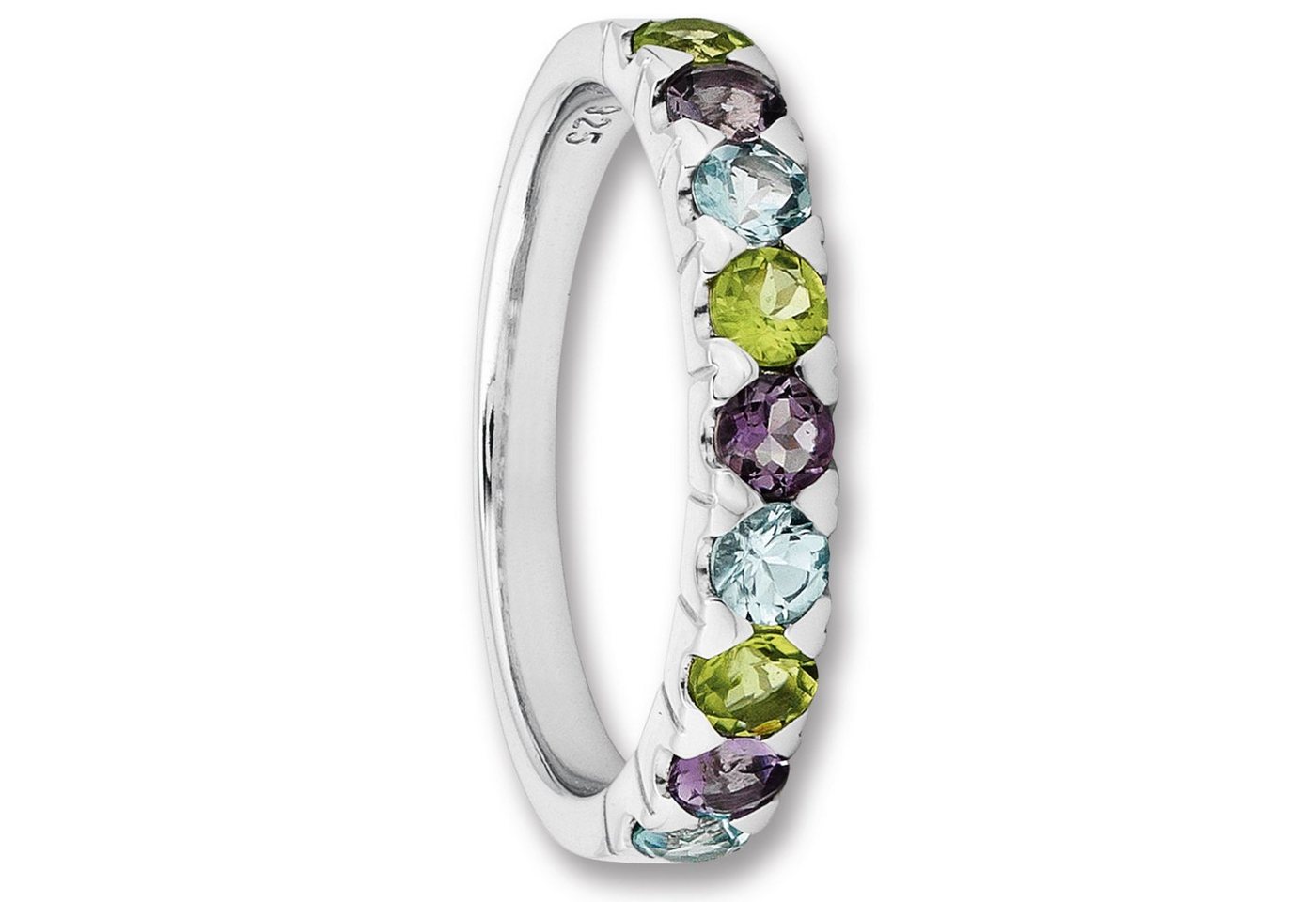 ONE ELEMENT Silberring Amethyst & Peridot & Blau Topas Ring aus 925 Silber, Damen Silber Schmuck von ONE ELEMENT