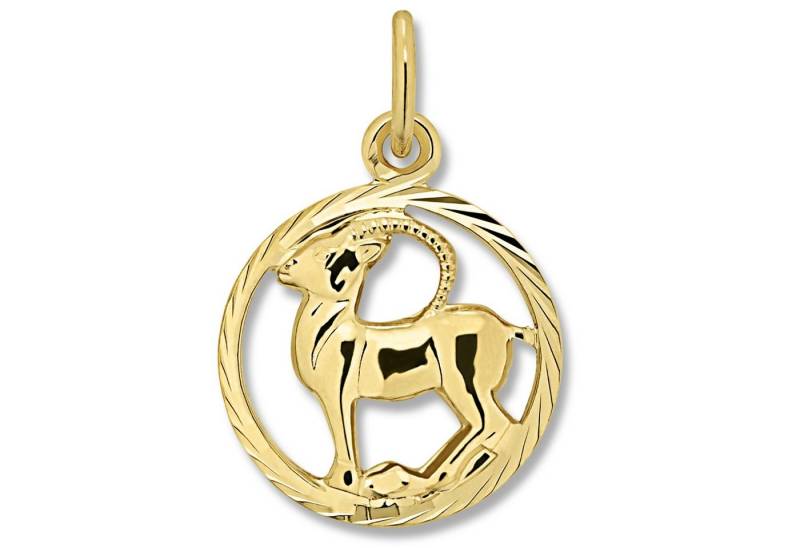 ONE ELEMENT Sternzeichenanhänger Steinbock Sternzeichen Anhänger aus 333 Gelbgold, Symbol mit Herz – ein feines Geschenk für viele Anlässe von ONE ELEMENT