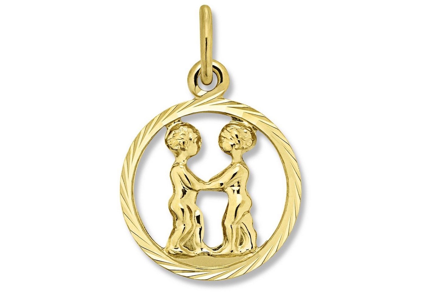 ONE ELEMENT Sternzeichenanhänger Zwilling Sternzeichen Anhänger aus 333 Gelbgold, Symbol mit Herz – ein feines Geschenk für viele Anlässe von ONE ELEMENT