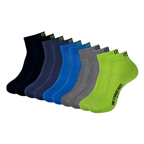 ONE STRANGE ROCK Herren Damen Quarter Socken Kurzsocken 5, 10, 15, 20, 30 Paar, Farbe:Blau/Grau/Grün - 5er Pack, Größe:43-46, Artikel:-201 frog on the water von ONE STRANGE ROCK