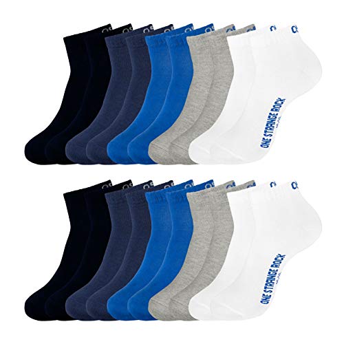 ONE STRANGE ROCK Herren Damen Quarter Socken Kurzsocken 5, 10, 15, 20, 30 Paar, Farbe:Blau/Grau/Weiß - 10er Pack, Größe:39-42, Artikel:-602 magic sky von ONE STRANGE ROCK