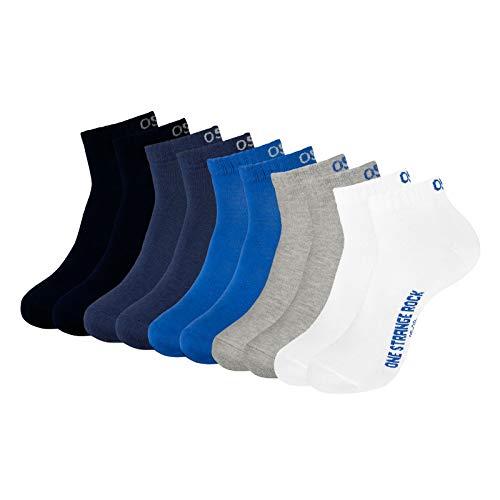 ONE STRANGE ROCK Herren Damen Quarter Socken Kurzsocken 5, 10, 15, 20, 30 Paar, Farbe:Blau/Grau/Weiß - 5er Pack, Größe:43-46, Artikel:-602 magic sky von ONE STRANGE ROCK