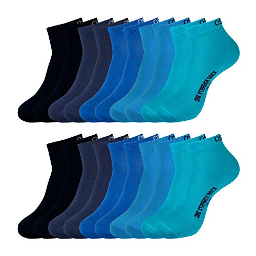 ONE STRANGE ROCK Herren Damen Quarter Socken Kurzsocken 5, 10, 15, 20, 30 Paar, Farbe:Blau - 10er Pack, Größe:35-38, Artikel:-601 mystic ocean von ONE STRANGE ROCK