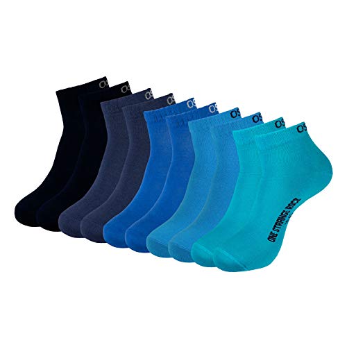 ONE STRANGE ROCK Herren Damen Quarter Socken Kurzsocken 5, 10, 15, 20, 30 Paar, Farbe:Blau - 5er Pack, Größe:39-42, Artikel:-601 mystic ocean von ONE STRANGE ROCK