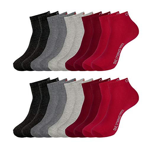 ONE STRANGE ROCK Herren Damen Quarter Socken Kurzsocken 5, 10, 15, 20, 30 Paar, Farbe:Grau/Rot - 10er Pack, Größe:35-38, Artikel:-501 bloody mary von ONE STRANGE ROCK