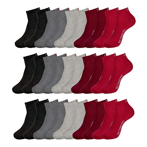 ONE STRANGE ROCK Herren Damen Quarter Socken Kurzsocken 5, 10, 15, 20, 30 Paar, Farbe:Grau/Rot - 15er Pack, Größe:39-42, Artikel:-501 bloody mary von ONE STRANGE ROCK