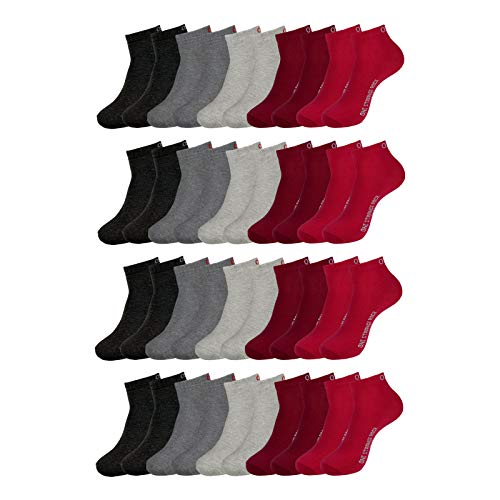 ONE STRANGE ROCK Herren Damen Quarter Socken Kurzsocken 5, 10, 15, 20, 30 Paar, Farbe:Grau/Rot - 20er Pack, Größe:35-38, Artikel:-501 bloody mary von ONE STRANGE ROCK