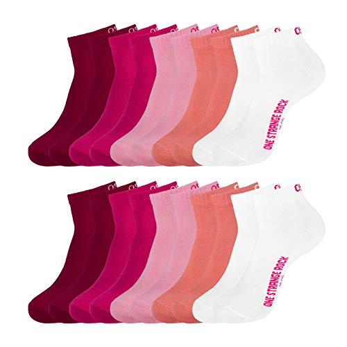 ONE STRANGE ROCK Herren Damen Quarter Socken Kurzsocken 5, 10, 15, 20, 30 Paar, Farbe:Pink/Rosa/Weiß - 10er Pack, Größe:35-38, Artikel:-401 pink unicorn von ONE STRANGE ROCK