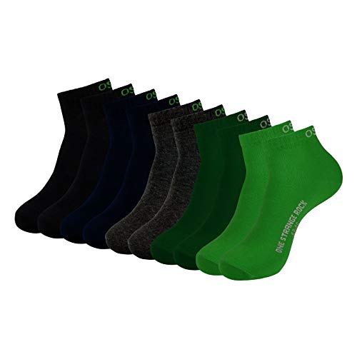 ONE STRANGE ROCK Herren Damen Quarter Socken Kurzsocken 5, 10, 15, 20, 30 Paar, Farbe:Schwarz/Blau/Grau/Grün - 5er Pack, Größe:39-42, Artikel:-701 dark forest von ONE STRANGE ROCK