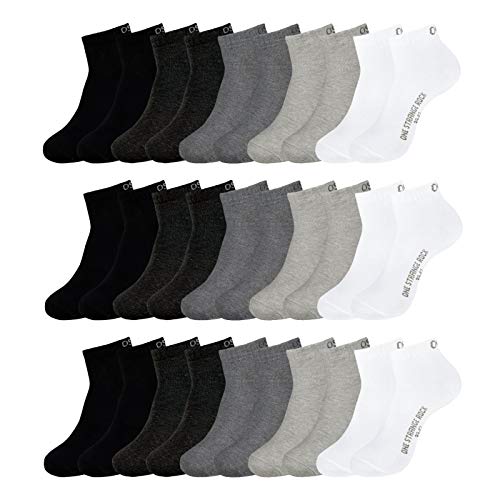 ONE STRANGE ROCK Herren Damen Quarter Socken Kurzsocken 5, 10, 15, 20, 30 Paar, Farbe:Schwarz/Grau/Weiß - 15er Pack, Größe:35-38, Artikel:-801 grey rainbow von ONE STRANGE ROCK