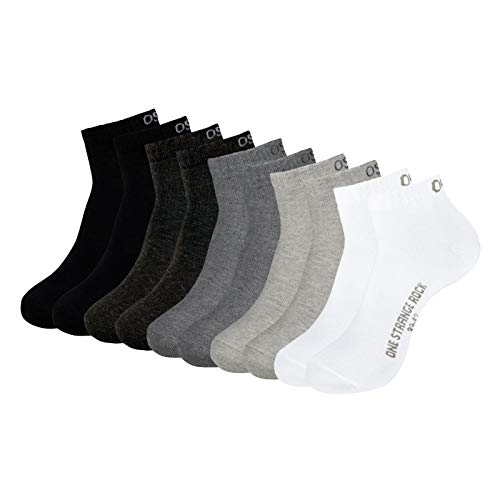 ONE STRANGE ROCK Herren Damen Quarter Socken Kurzsocken 5, 10, 15, 20, 30 Paar, Farbe:Schwarz/Grau/Weiß - 5er Pack, Größe:35-38, Artikel:-801 grey rainbow von ONE STRANGE ROCK