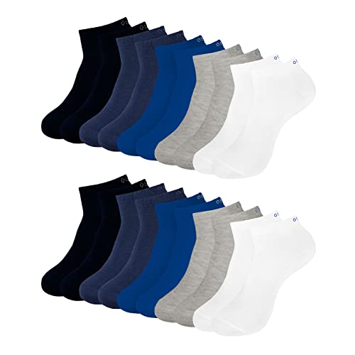 ONE STRANGE ROCK Herren Damen Sneaker Socken 5, 10, 15, 20, 30 Paar, Farbe:Blau/Grau/Weiß - 10er Pack, Größe:43-46 von ONE STRANGE ROCK