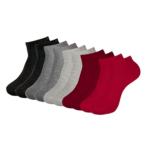 ONE STRANGE ROCK Herren Damen Sneaker Socken 5, 10, 15, 20, 30 Paar, Farbe:Grau/Rot - 5er Pack, Größe:39-42 von ONE STRANGE ROCK