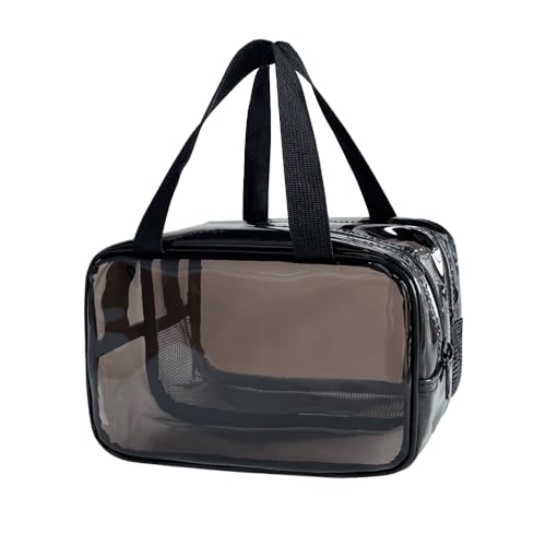 ONEART Transparente Kosmetiktasche für Damen, tragbare transparente Make-up-Tasche mit Reißverschluss, Kosmetiktasche, Reise-Make-up-Organizer, Aufbewahrung, Bad, Kulturbeutel, Kulturbeutel, Schwarz, von ONEART