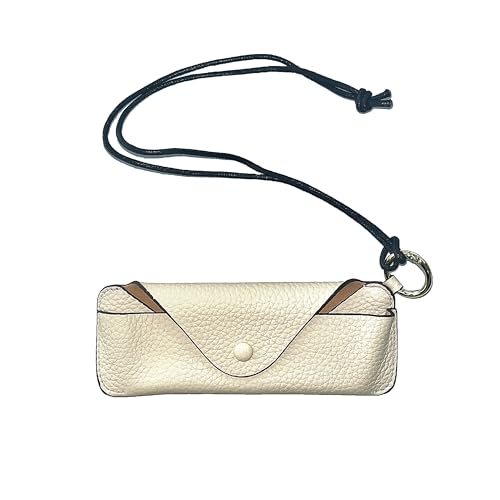 ONEBO Brillenetui Leder, 1 Stück Weiß Brillentasche, Modische Druckknöpfe Brillenetui Weich, für Sonnenbrillen, Kurzsichtigkeitsbrillen, Lesebrillen - Unisex Brillenetui von ONEBO