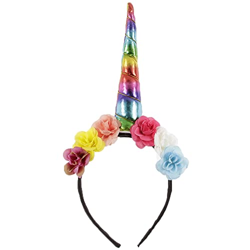 ONECHANCE Einhorn Haarband Kinder Stirnband Einhorn Haarreif mit Blumen Haarschmuck für Geburtstag Karneval Party Dekoration Color A von ONECHANCE