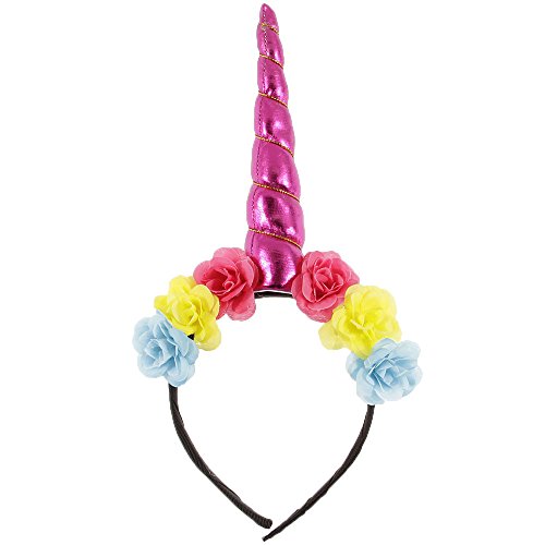 ONECHANCE Einhorn Haarband Kinder Stirnband Einhorn Haarreif mit Blumen Haarschmuck für Geburtstag Karneval Party Dekoration Color E von ONECHANCE