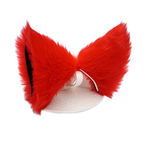 ONECHANCE Katzenohren Haarreif Fuchsohren Stirnband kopfschmuck für karneval Halloween Kostüm Anime Cosplay (Rot) von ONECHANCE