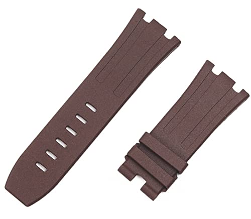 ONECMN 28 mm Uhrenarmband aus natürlichem Fluorkautschuk-Silikon, Uhrenarmband für AP-Armband für Audemars und Piguet Gürtel 15703 15710 15706 (Farbe: braunes Armband, Größe: 28 mm ohne Schnalle) von ONECMN