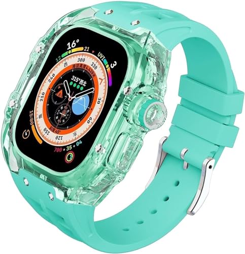 ONECMN Fluorkautschuk-Uhrenarmband + transparentes Uhrengehäuse, Mod-Kit, luxuriöses Silikon-Gummiband, für Apple Watch Serie 8 Ultra 49 mm Modifikationsset, 49 mm, Achat von ONECMN