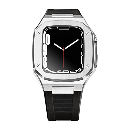 ONECMN Luxuriöses Metallgehäuse für Apple Watch, 41 mm, 44 mm, Mod-Kit, Stahllünette, Gummiband, Modifikation, 45 mm, für iWatch Serie 7, 6, SE, 5, 4, 41 mm, Achat von ONECMN