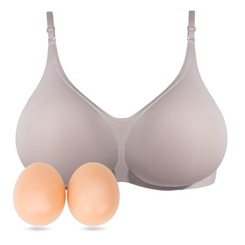 ONEFENG Prothese BH mit Silikon Brüste,Konkave Silikon Einlagen Pads Mastektomie Alltags Damen BH Ohne Bügel,Unterwäsche Einsätze Padding von ONEFENG