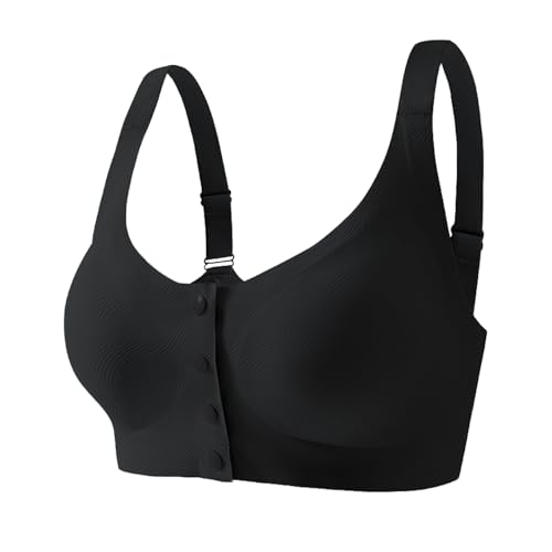 ONEFENG Vorne Verschluss Mastektomie BH,Damen Ohne Bügel BH mit Taschen für Brustprothesen von ONEFENG