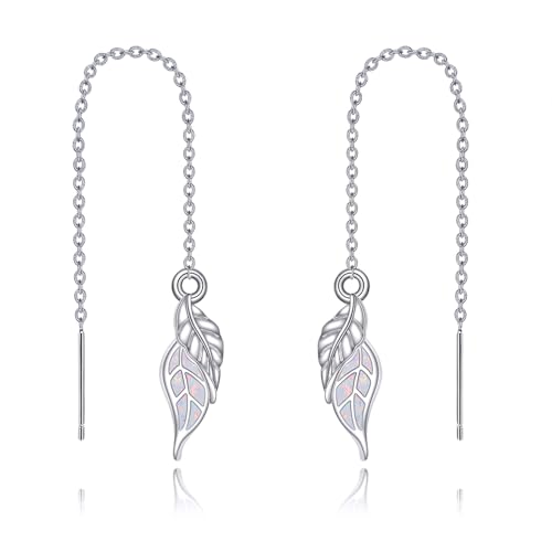 Blatt-Ohrringe 925 Sterling Silber Opal Blatt Kette Threader Ohrringe Opal Schmuck Geschenk für Frauen von ONEFINITY
