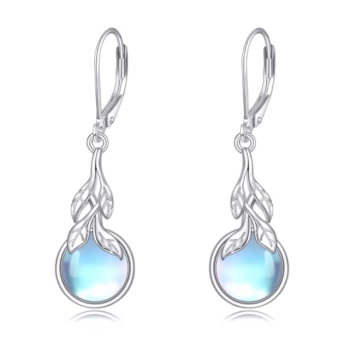 Blatt Ohrringe 925er Sterlingsilber Blatt Mondstein baumelnde Ohrringe Mondstein Schmuck Geschenke für Frauen von ONEFINITY
