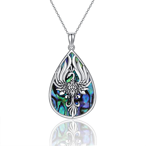 ONEFINITY Phönix Ketten 925 Sterling Silber Nirvana Des Phönix Abalone Muschel Tropfenförmiger Anhänger Schmuck Geschenk Für Damen Und Herren von ONEFINITY