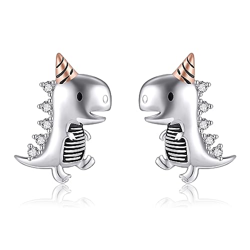 Dinosaurier Ohrringe 925 Sterling Silber Einhorn Dinosaurier Niedliche Tier Ohrringe Schmuck Geschenke Für Herren Damen von ONEFINITY