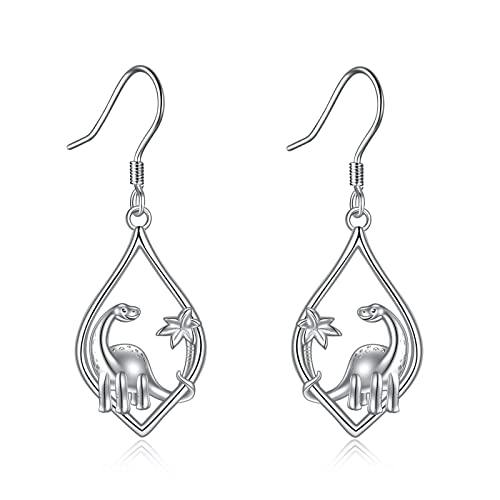 Dinosaur Earrings Sterling Silver Dino Dangle Drop Earrings Animal Jewelry Gifts for Women von ONEFINITY