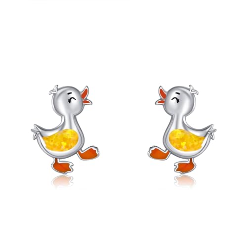 Entenohrringe S925 Sterling Silber Ente Gelber Opal Ohrstecker Niedliche Tier Ente Schmuck Geschenke Für Geschenke Frauen von ONEFINITY