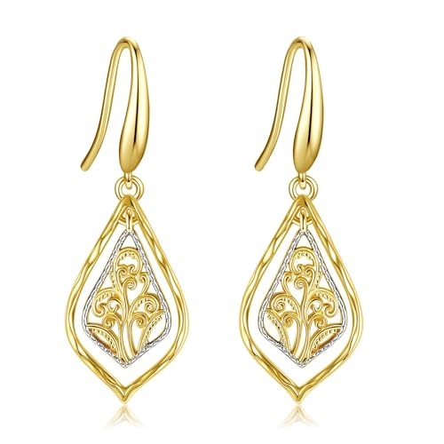 Filigrane Ohrringe Für Damen Zweifarbig Filigrane Ohrhänger Filigraner Boho Schmuck Für Frauen Mama von ONEFINITY