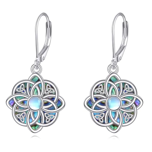 Hexenknoten-Ohrringe Sterlingsilber Keltischer Hexenknoten Abalone-Muschel-Ohrhänger Mondstein-Hexenschmuck Geschenke für Frauen von ONEFINITY